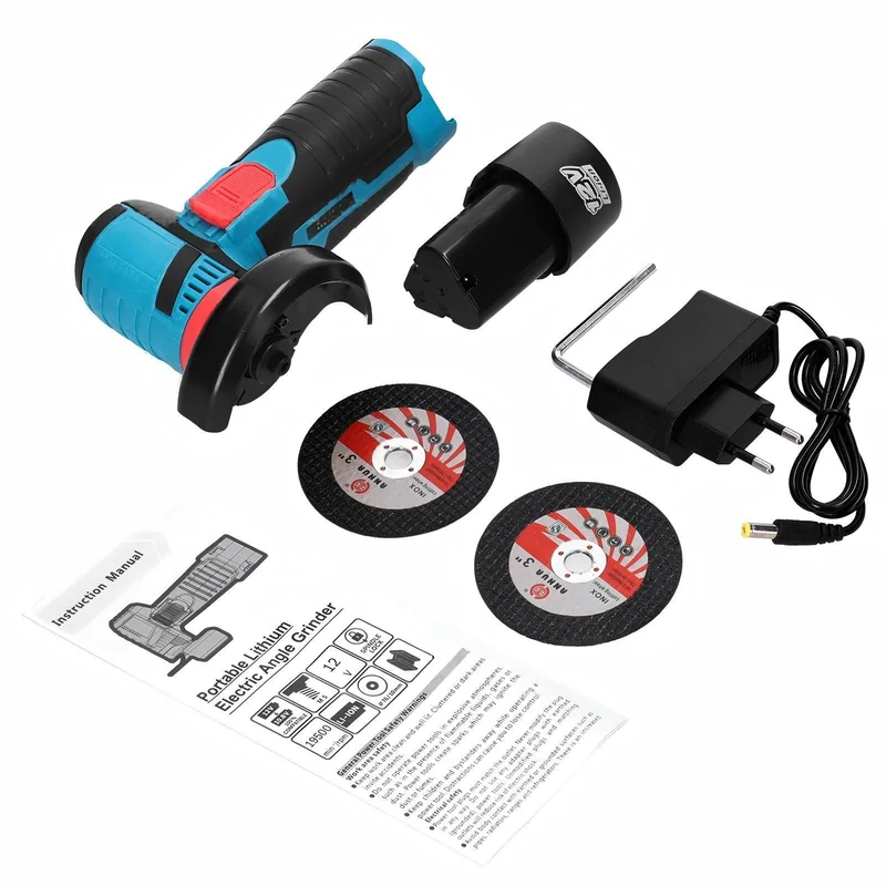 Mini Cordless Angle Grinder, 12 V, with Saw Blade, view 4